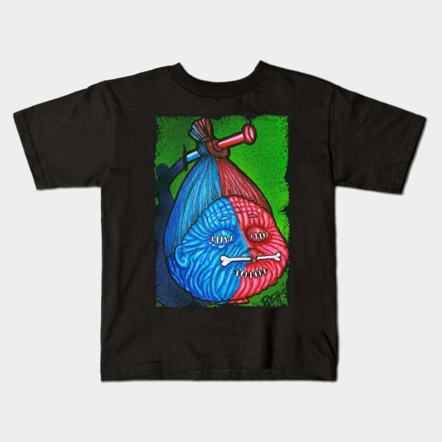 Shrunken Head 80's Kids T-Shirt by Garbage art by Albino Ryno